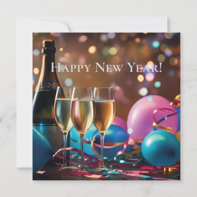 Festive New Year Celebration - customizable text Holiday Card (Front)