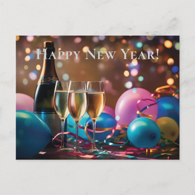 Festive New Year Celebration - customizable text Postcard (Front)