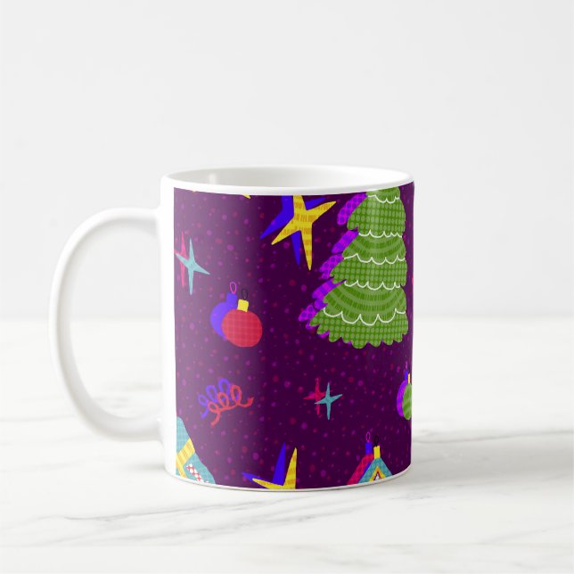 Festive New Year Christmas Pattern Coffee Mug (Left)