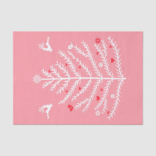 Festive Nordic Christmas Tree Deer Pink  Tissue Paper