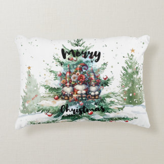 Festive Nordic Gnome Trio with Candles and Winter  Decorative Cushion
