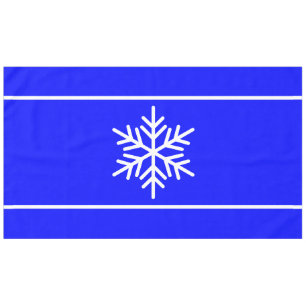 Festive Nordic Royal Blue White Snowflake Stripes Tablecloth