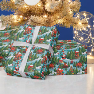 Festive North Pole Christmas tiled pattern Wrapping Paper