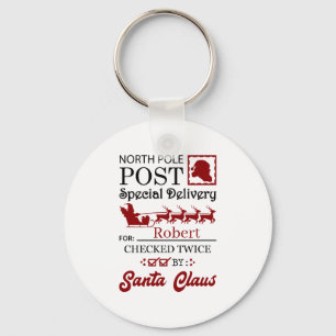 Festive North Pole delivery add name Key Ring