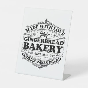 festive North pole gingerbread bakery  Pedestal Sign