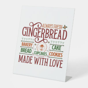 festive North pole gingerbread bakery  Pedestal Sign