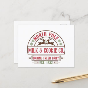 Festive North Pole Milk Cookie Company Postcard