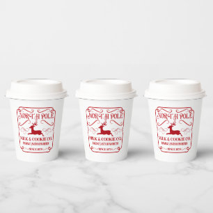 festive North Pole milk cookie Company reindeer Paper Cups