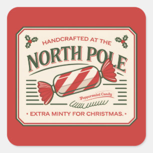 Festive North Pole peppermint Christmas Square Sticker
