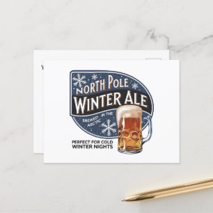Festive North Pole Winter Ale add message Holiday Postcard
