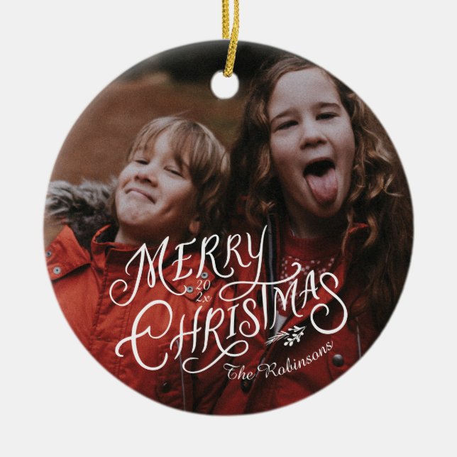 Festive Nostalgia Merry Christmas Ceramic Tree Decoration (Front)