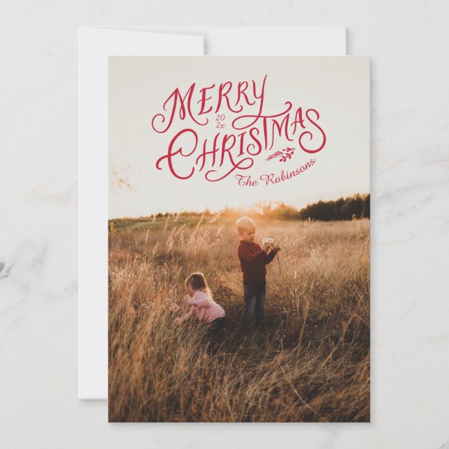 Festive Nostalgia Merry Christmas Photo Card (Front)