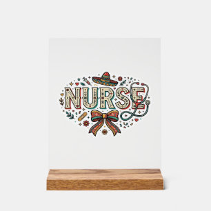Festive Nurse Vintage Engraving Shirt Design_1 Acrylic Sign