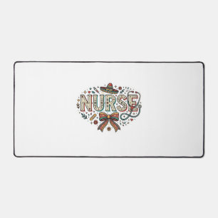 Festive Nurse Vintage Engraving Shirt Design_1 Desk Mat