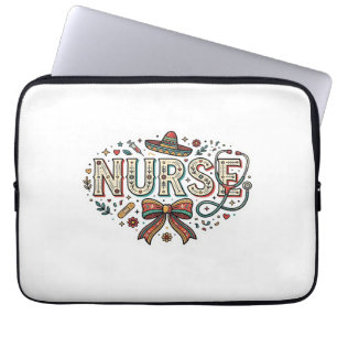 Festive Nurse Vintage Engraving Shirt Design_1 Laptop Sleeve
