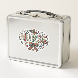 Festive Nurse Vintage Engraving Shirt Design_1 Metal Lunch Box