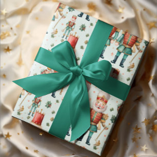 Festive Nutcracker & Christmas Greenery Wrapping Paper