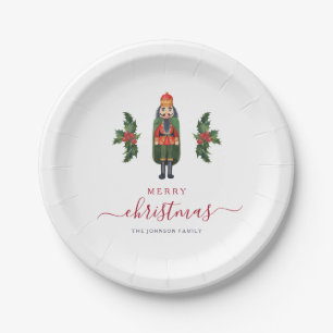 Festive Nutcracker Merry Christmas Paper Plate