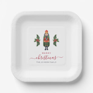Festive Nutcracker Merry Christmas Paper Plate