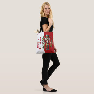 Festive Nutcracker Merry Christmas Typography  Tote Bag