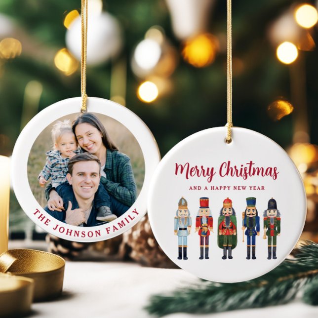 Festive Nutcracker Photo Christmas Ceramic Tree Decoration (Festive Nutcracker Photo Christmas Ceramic Ornament)