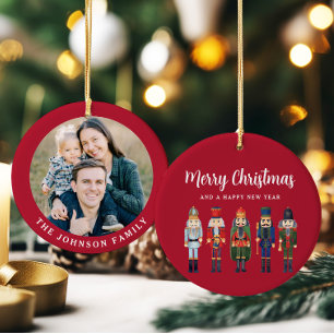 Festive Nutcracker Photo Christmas Ceramic Tree Decoration