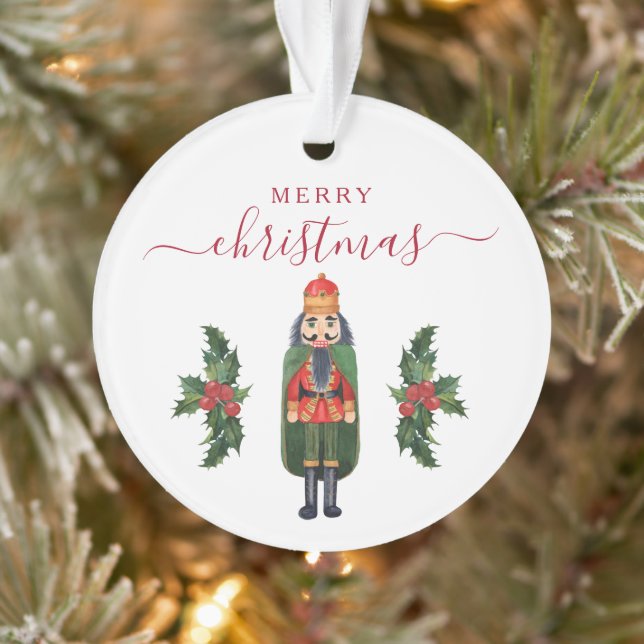 Festive Nutcracker Photo Christmas Ornament (Tree)