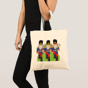 Festive Nutcracker Soldiers with Candy Canes Tote Bag