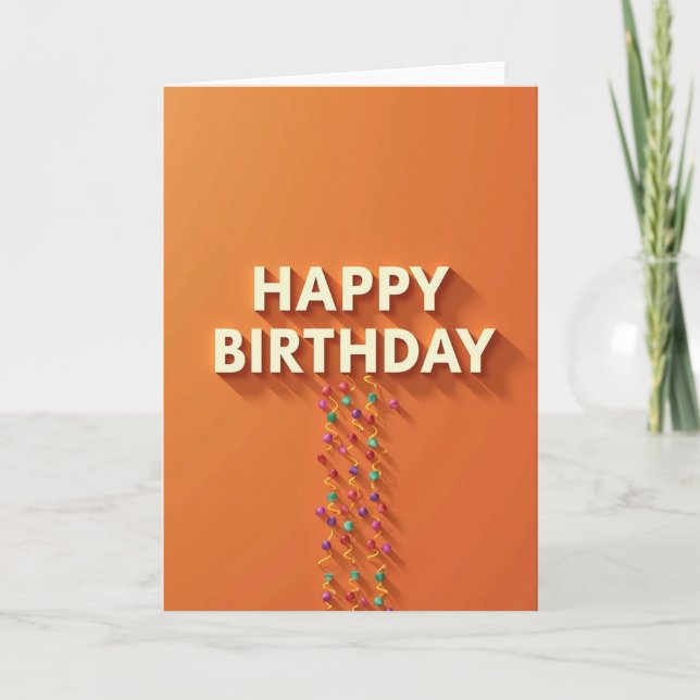 Festive Orange Birthday Card (Front)