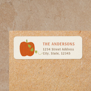 Festive Orange Pumpkin Family Name Return Address