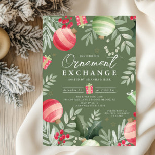 Festive Ornament Exchange Christmas Invitation