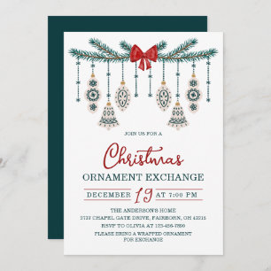 Festive Ornament Exchange Christmas Party Invitation
