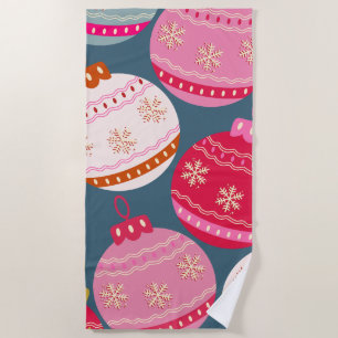 Festive Ornaments Christmas Beach Towel