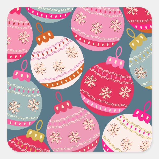 Festive Ornaments Christmas Square Sticker (Front)