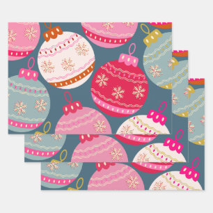 Festive Ornaments Christmas Wrapping Paper Sheet
