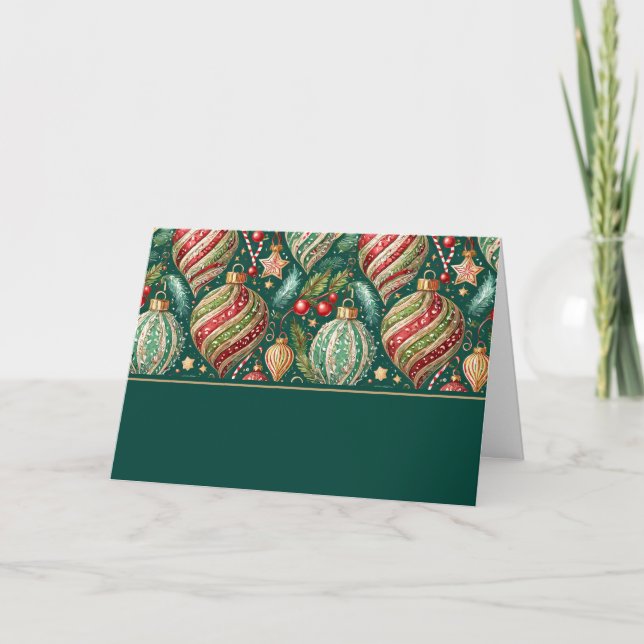 Festive Ornaments Four Photo Holiday Card (Front)