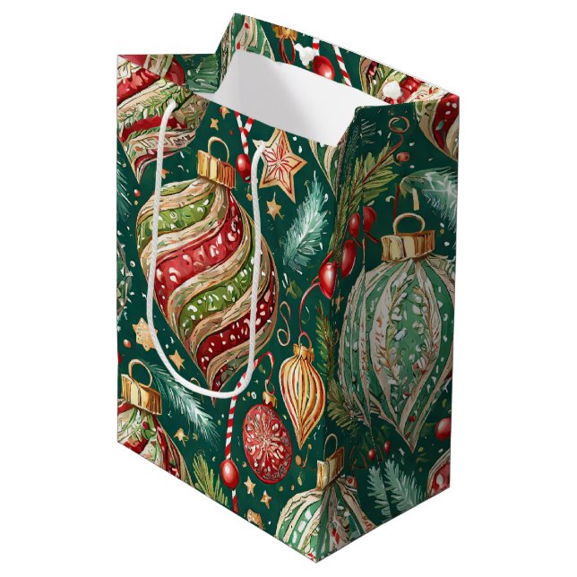Festive Ornaments Medium Gift Bag (Front Angled)
