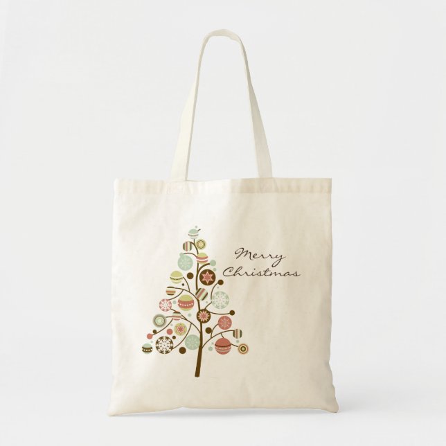 Festive Ornaments Tree Merry Christmas Tote Bag (Front)
