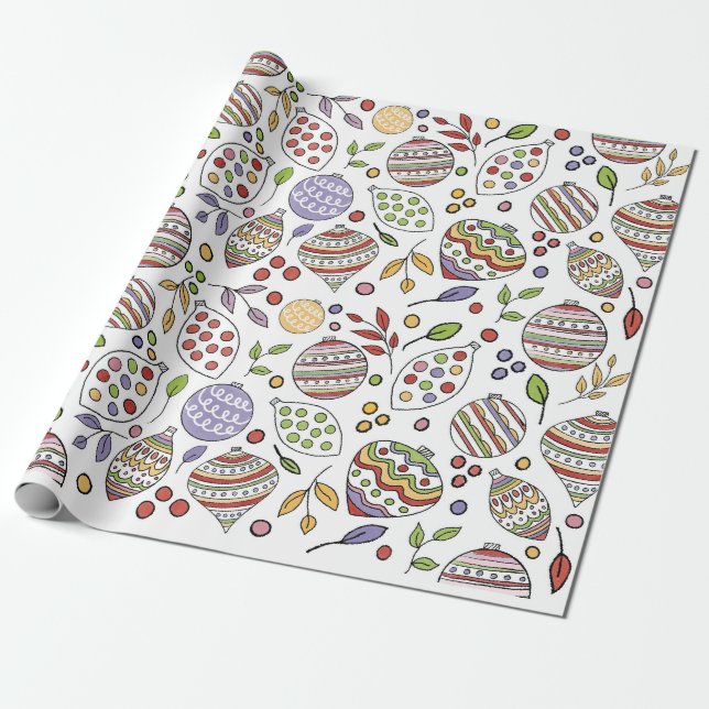 Festive Ornaments Wrapping Paper (Unrolled)