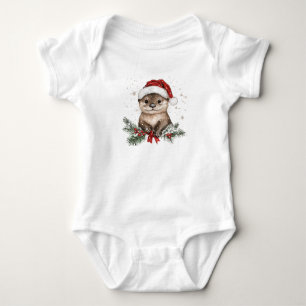 Festive Otter Baby Bodysuit