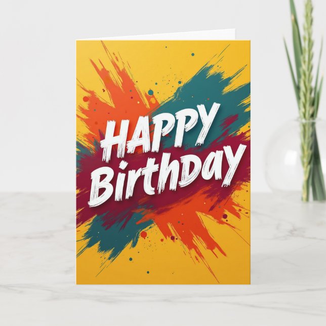 Festive Painted Abstract Card (Front)