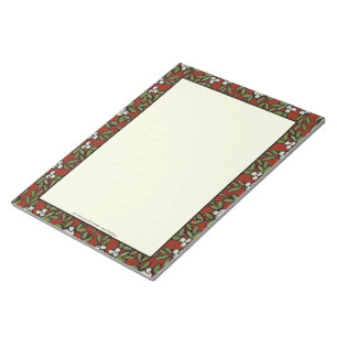 Festive Painted Mistletoe on Red Large Notepad