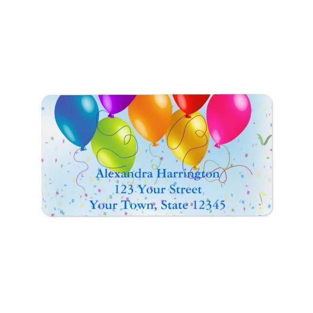Festive Party Balloons, Confetti Label (Front)