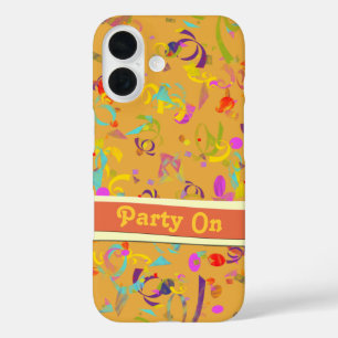 Festive Party CelebrationConfetti Toss Over Orange iPhone 16 Case