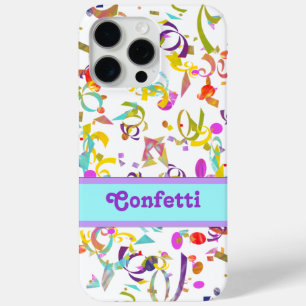 Festive Party Colourful Confetti Toss Over White iPhone 15 Pro Max Case