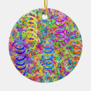 Festive Party Confetti Pattern Ceramic Tree Decoration