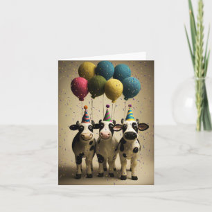 Festive Party Cows Birthday Card