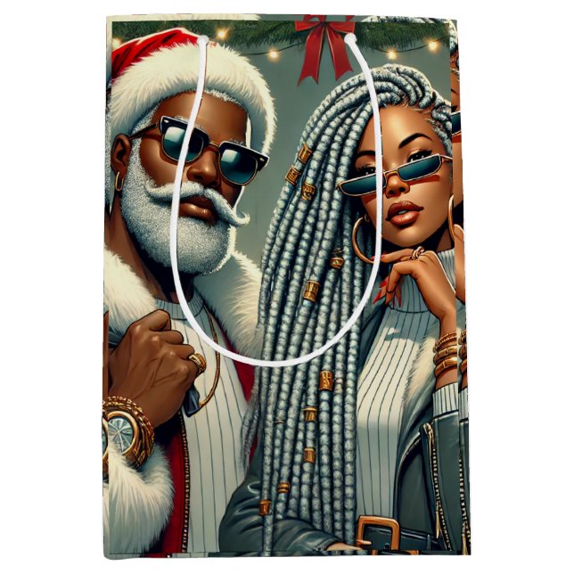 Festive Party Santa Medium Gift Bag (Front)