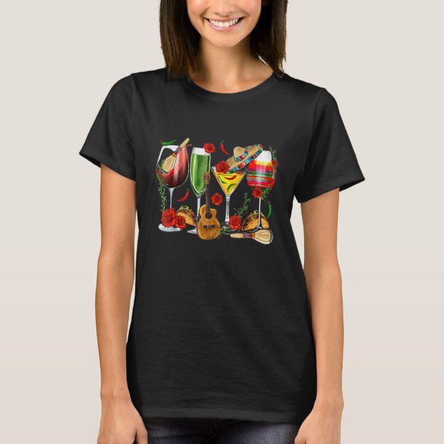 Festive Party With Glasses Of Tropical Fruit Wine T-Shirt (Front)