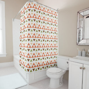Festive Pastel Geometric Triangles Pattern Shower Curtain